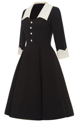 Vestido midi blanco y negro de corte A